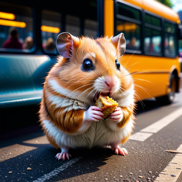 Image d'une consommation de hamster à l'arrêt de bus