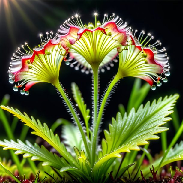 Clipart of a silver round-leaved sundew