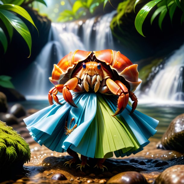 Image of a hermit crab in a skirt in the waterfall