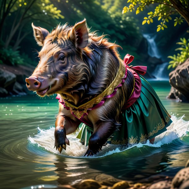 Pic of a boar in a skirt in the water