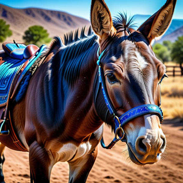 Photo d'une mule dans une ceinture bleue