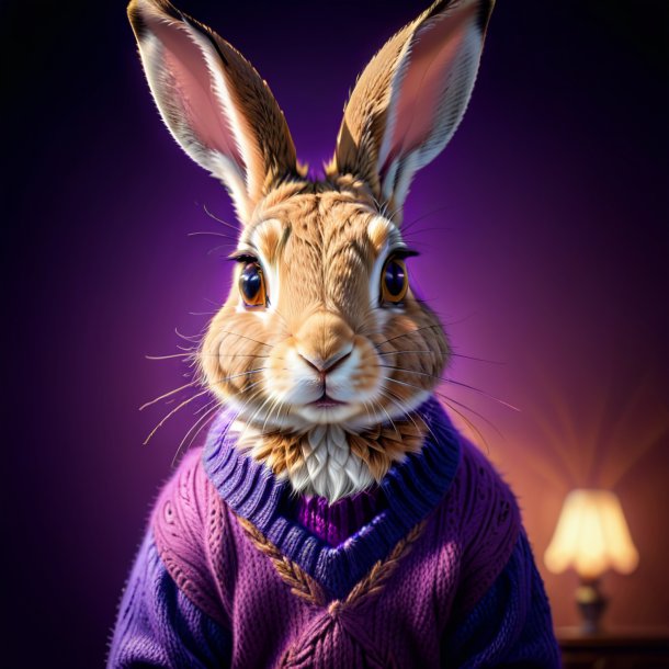 Pic of a hare in a purple sweater