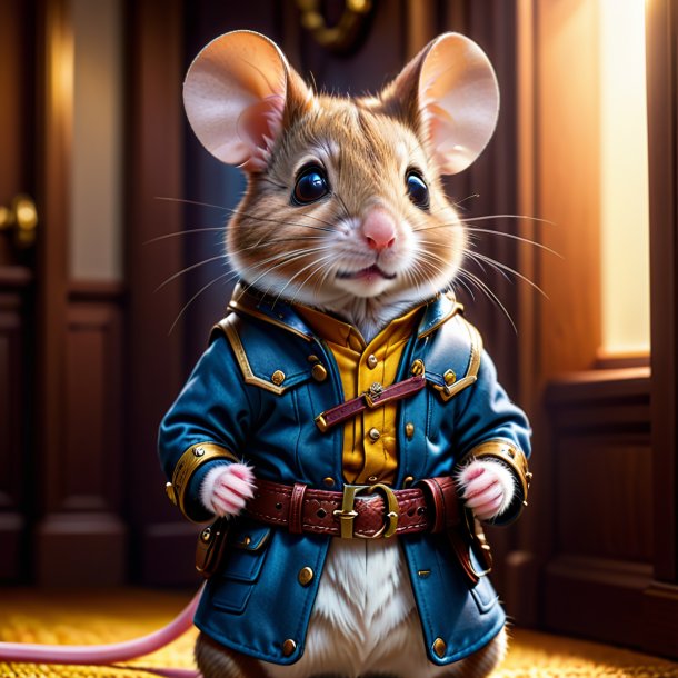 Photo d'une souris dans une ceinture dans la maison