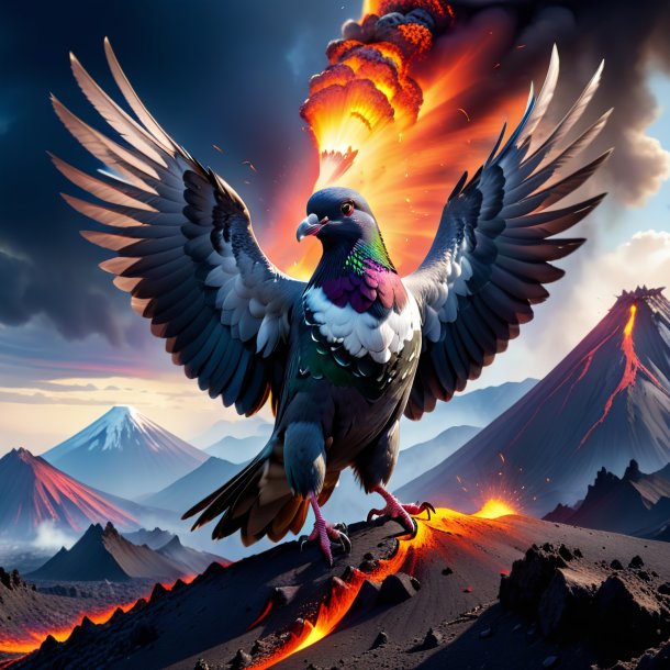 Pic of a threatening of a pigeon in the volcano