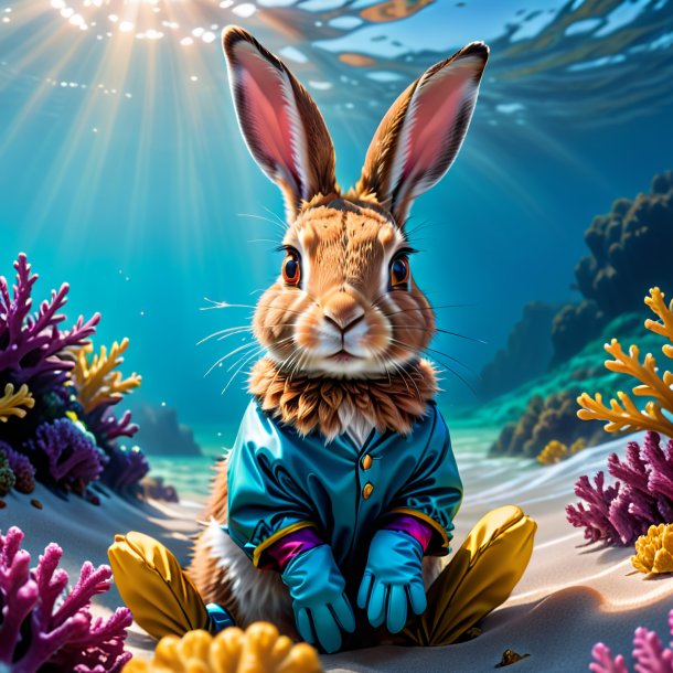 Pic of a hare in a gloves in the sea