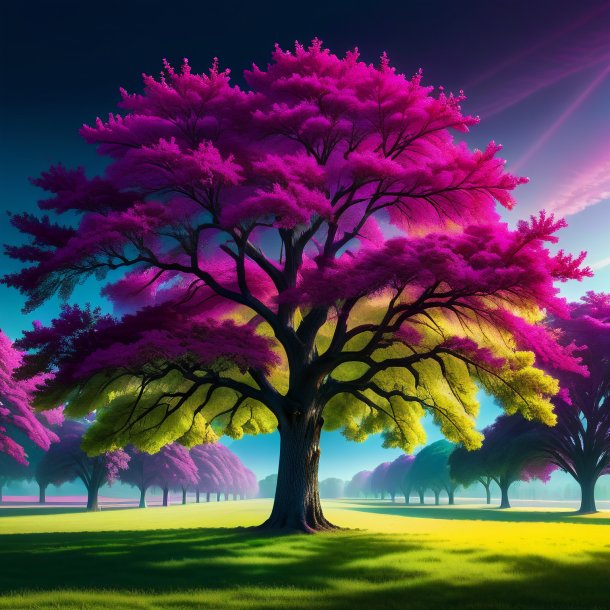 Illustration of a magenta elm