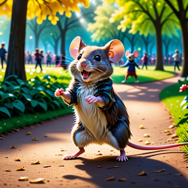 Photo of a dancing of a mouse in the park