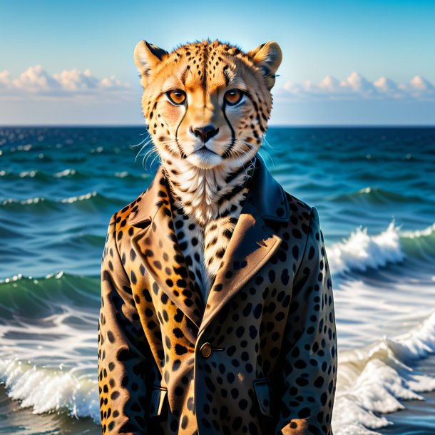 Picture of a cheetah in a coat in the sea