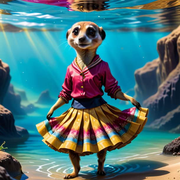 Illustration of a meerkat in a skirt in the water