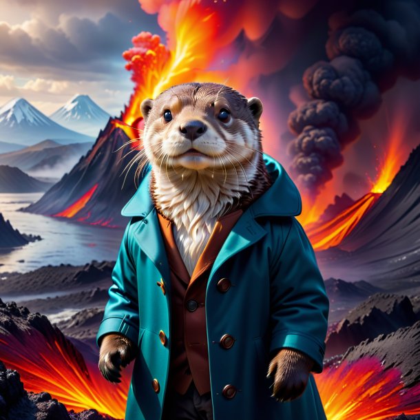 Photo of a otter in a coat in the volcano