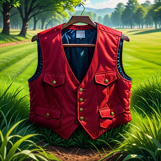 Illustration d'un gilet rouge de l'herbe