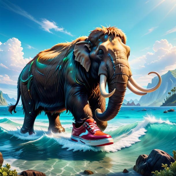 Imagen de un mamut en los zapatos en el mar