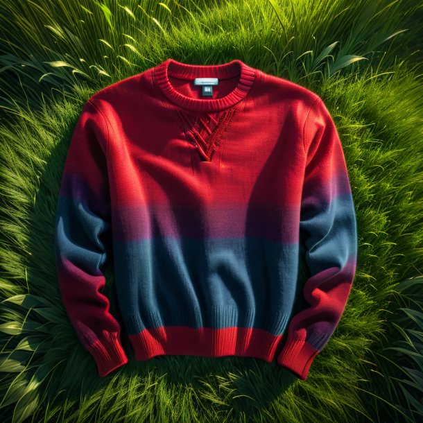 Image d'un pull rouge de l'herbe