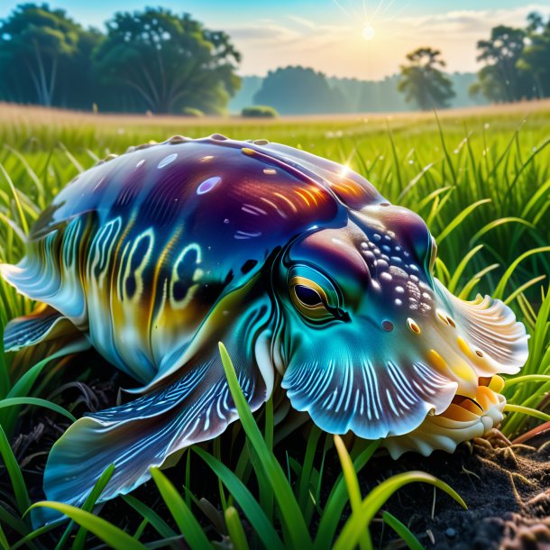 Image of a sleeping of a cuttlefish in the meadow