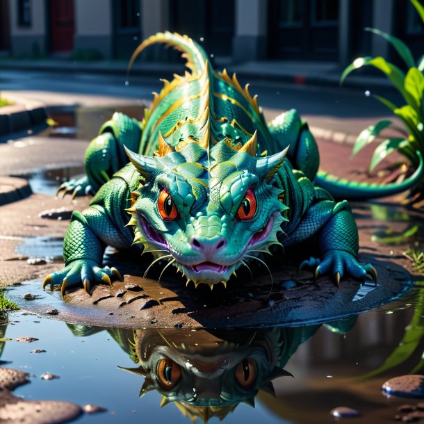 Image of a crying of a basilisk in the puddle