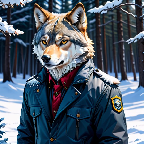 Drawing of a wolf in a jacket in the snow