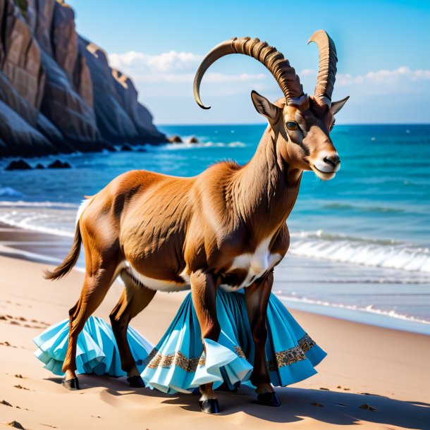 Pic of a ibex in a skirt on the beach