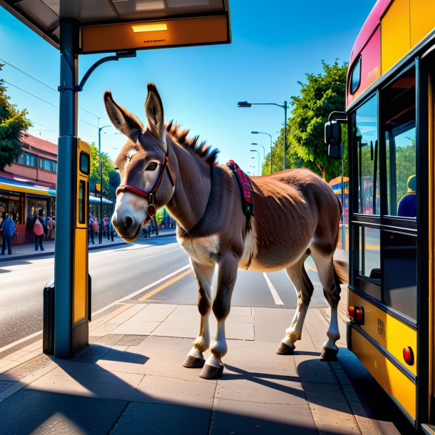 Picture of a playing of a donkey on the bus stop