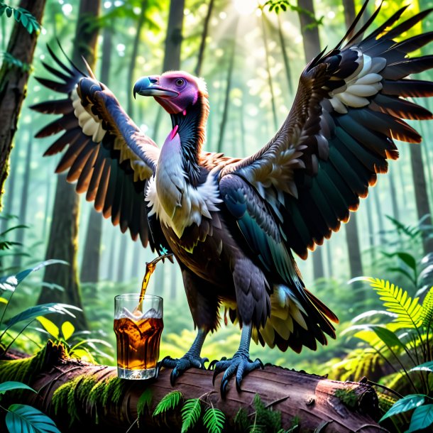 Pic of a drinking of a vulture in the forest