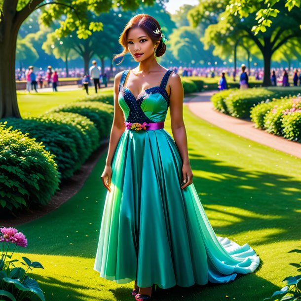 Photo of a eel in a dress in the park