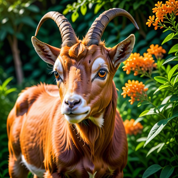 Portrait of a orange goat's rue