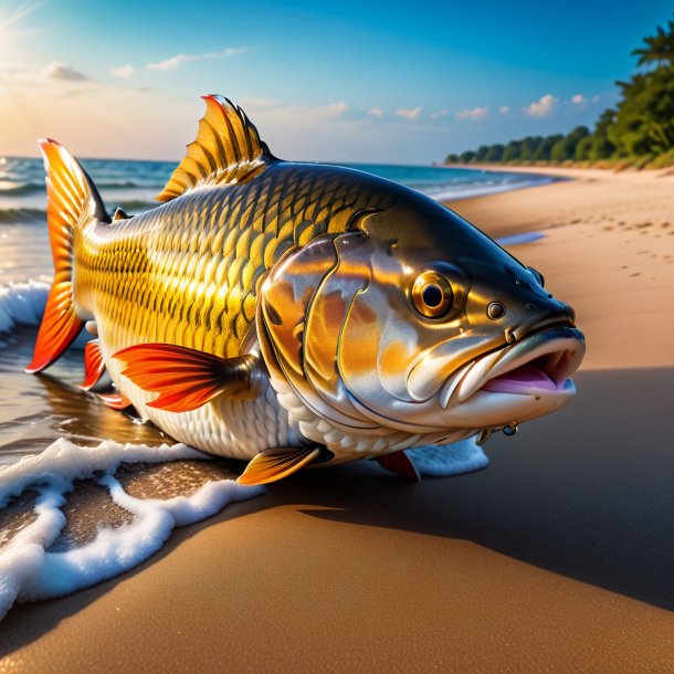 Foto de uma carpa em um cinto na praia