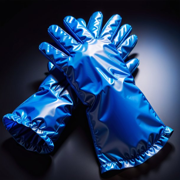 Drawing of a blue gloves from polyethylene