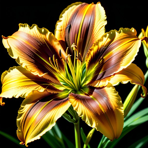 "illustration of a brown daylily, yellow"