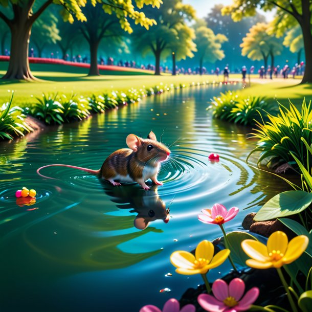 Image of a swimming of a mouse in the park