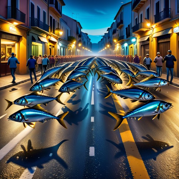 Image of a dancing of a sardines on the road