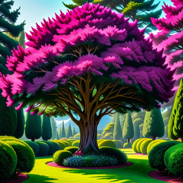 Drawing of a magenta yew