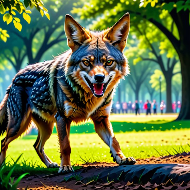 Picture of a angry of a jackal in the park