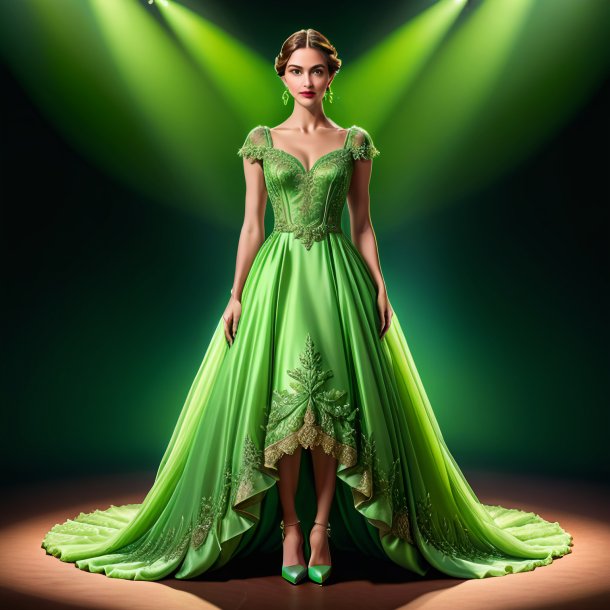 Illustration of a pea green dress from gypsum