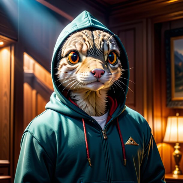 Pic of a pike in a hoodie in the house