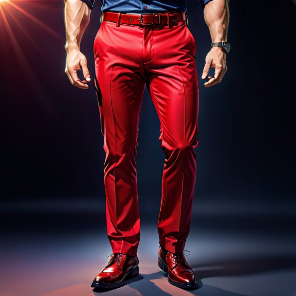 Sketch of a red trousers from metal