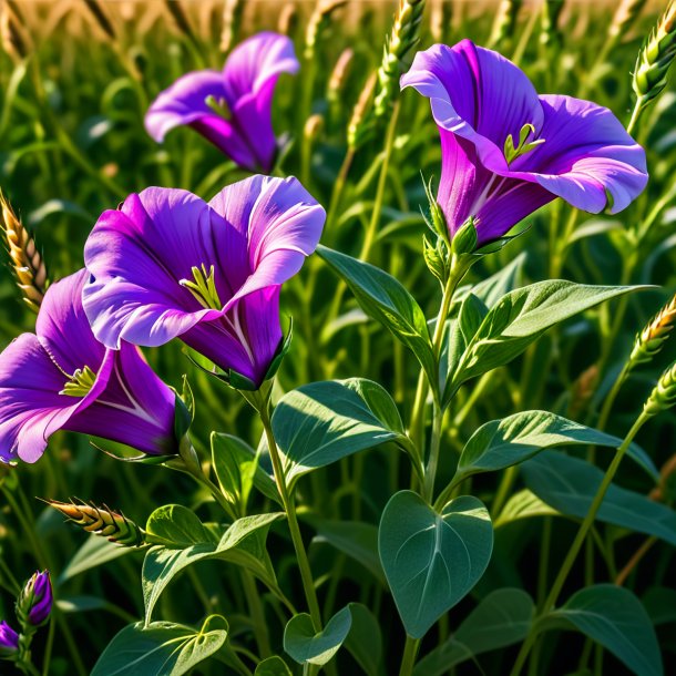 "depicting of a wheat bindweed, purple"