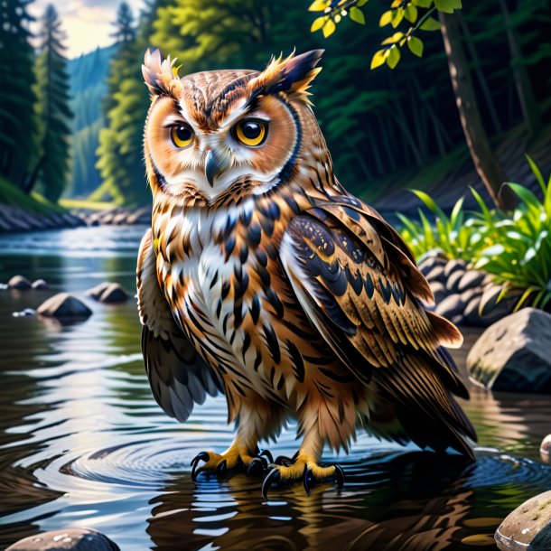 Pic of a owl in a coat in the river