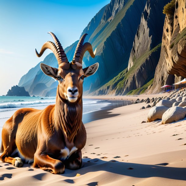 Photo of a waiting of a ibex on the beach