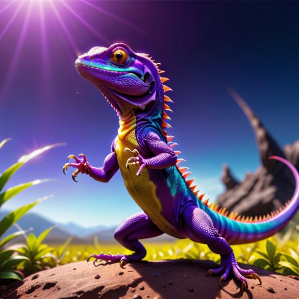 Imagem de um lagarto de dança roxo