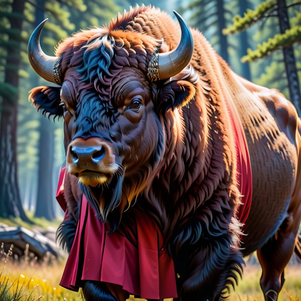 Image d'un bison dans une jupe rouge