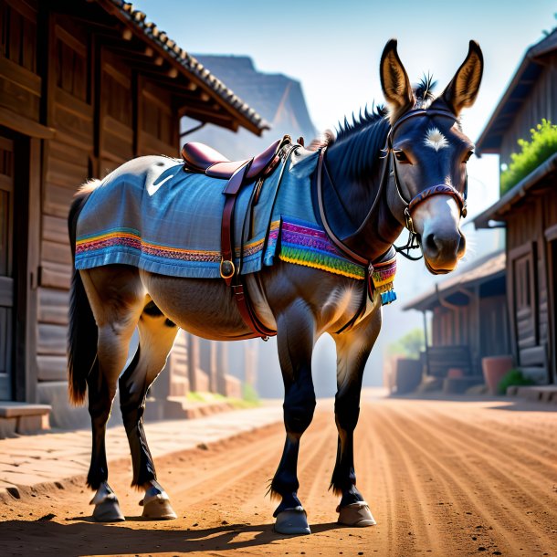 Pic of a mule in a gray skirt