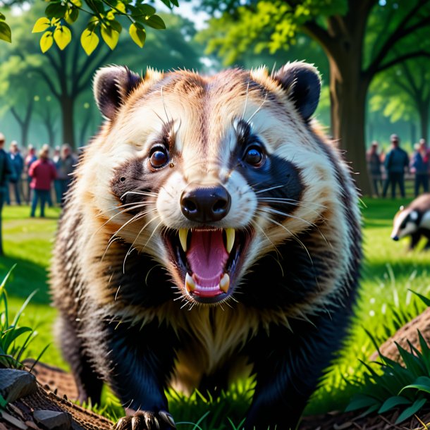 Image of a angry of a badger in the park