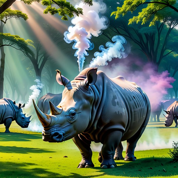 Pic of a smoking of a rhinoceros in the park