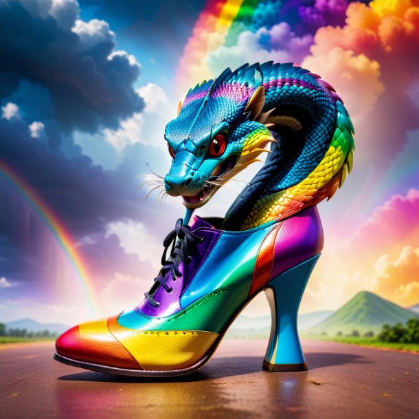 Pic of a cobra in a shoes on the rainbow