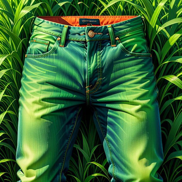 Ilustración de un jeans verde de la hierba