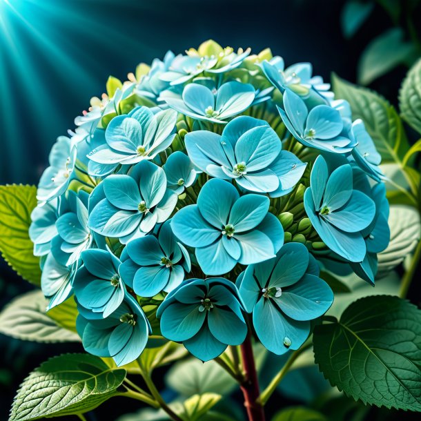 Depicting of a aquamarine hortensia