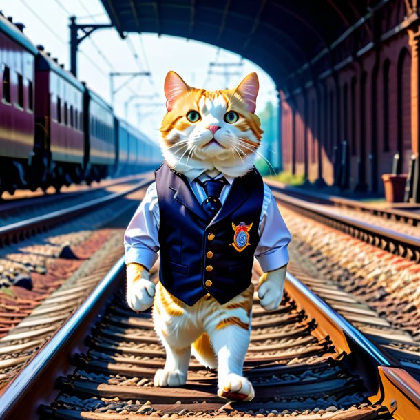 Pic of a haddock in a vest on the railway tracks