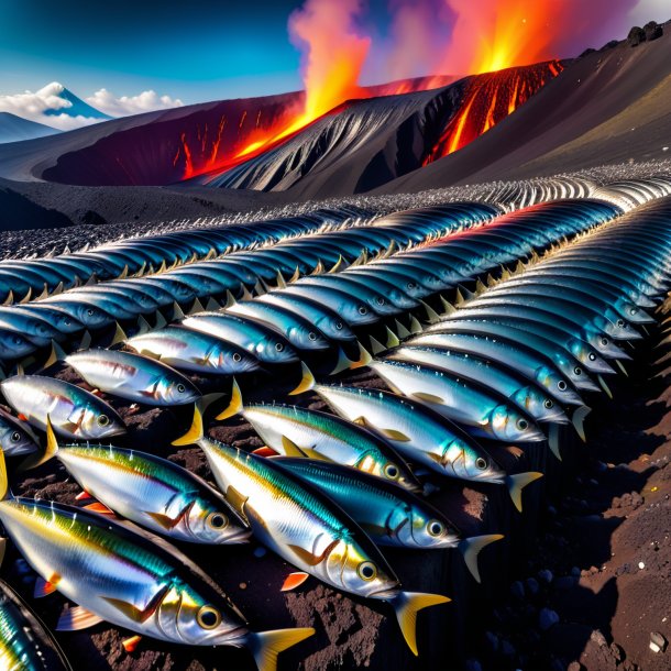 Photo of a sardines in a coat in the volcano