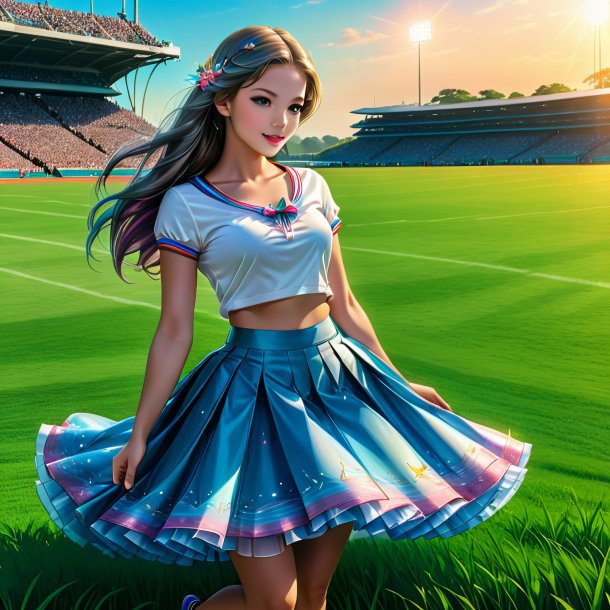 Drawing of a dolphin in a skirt on the field