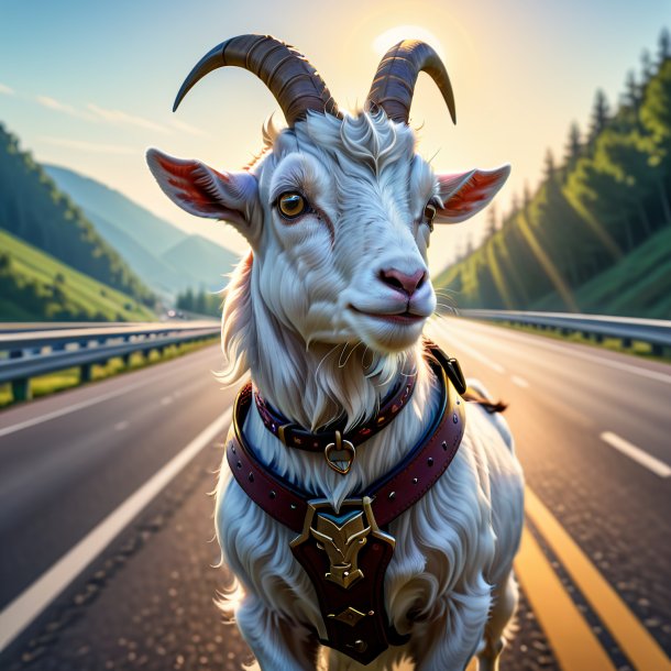 Illustration of a goat in a belt on the highway